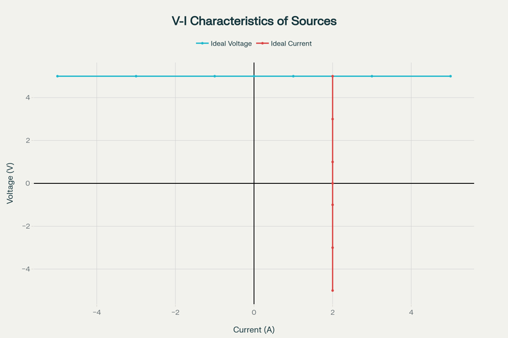 VI Characteristics of Current and Voltage Sources