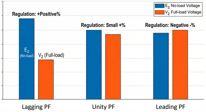 Comparison of No-Load and Full-Load Voltage at Lagging, Unity and Leading Power Factor