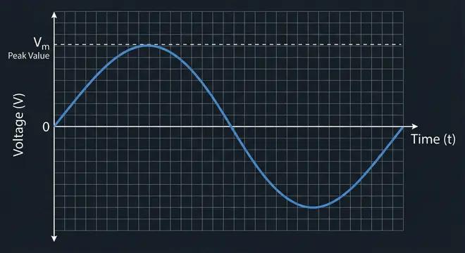 Waveform showing peak value of Sine Wave