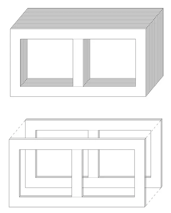 Image Showing Transformer Core Lamination with Combined Core and Single Core