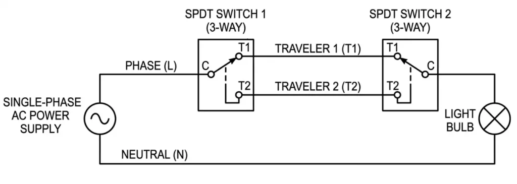 Basic 3-Way Switch Schematic Diagram