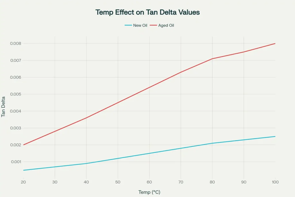 Graph Showing Effect of Temperature on Tan Delta Values