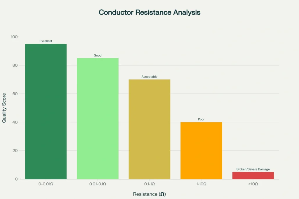 Conductor Resistance Value Bar Chart for Continuity Test of Transmission Line