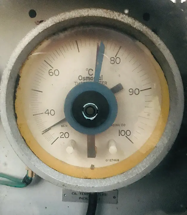 OTI Dial Showing Oil Temperature of a 2 MVA Transformer