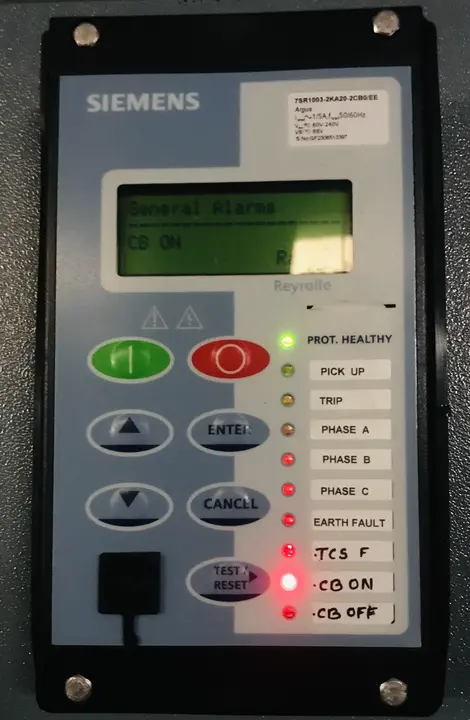 Siemens Make 7SR1003 Numerical Relay Having Overcurrent and Earth Fault Functions