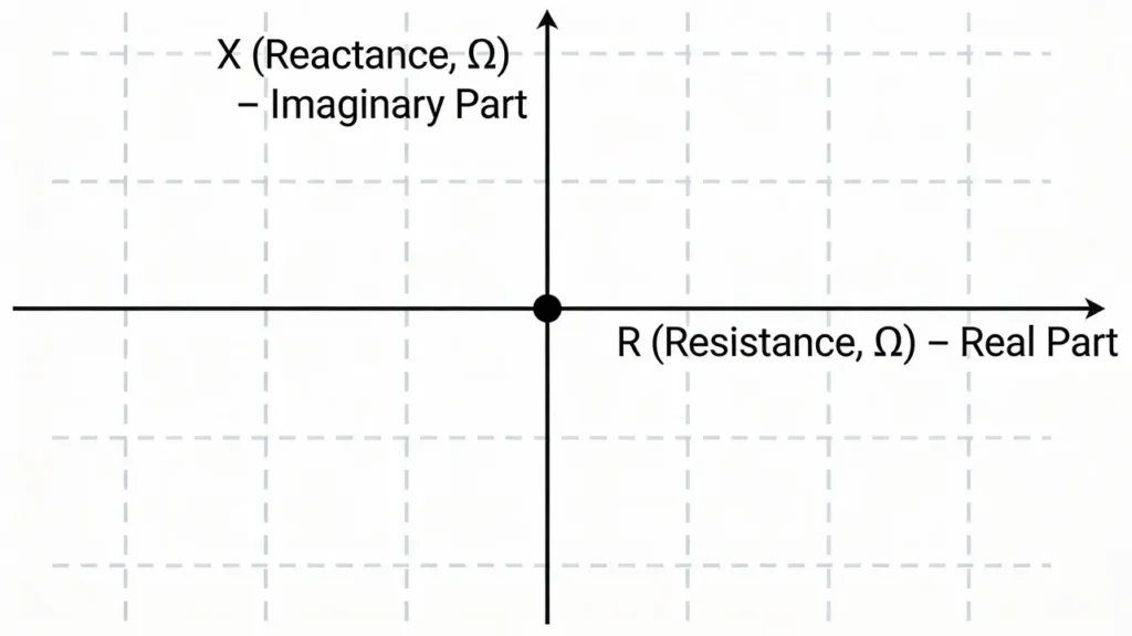 R-X Impedance Plane Diagram showing Resistance in Horizontal X-Axis and Reactance in Vertical Y-Axis