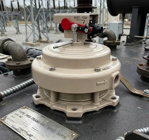 Image showing PRV Relay of a Power Transformer mounted on the Top of Transformer