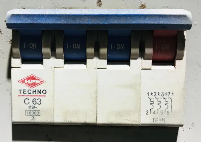 4 Pole MCB in ON position