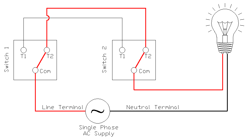 3 Way Switch Circuit Diagram State 2 Light is ON