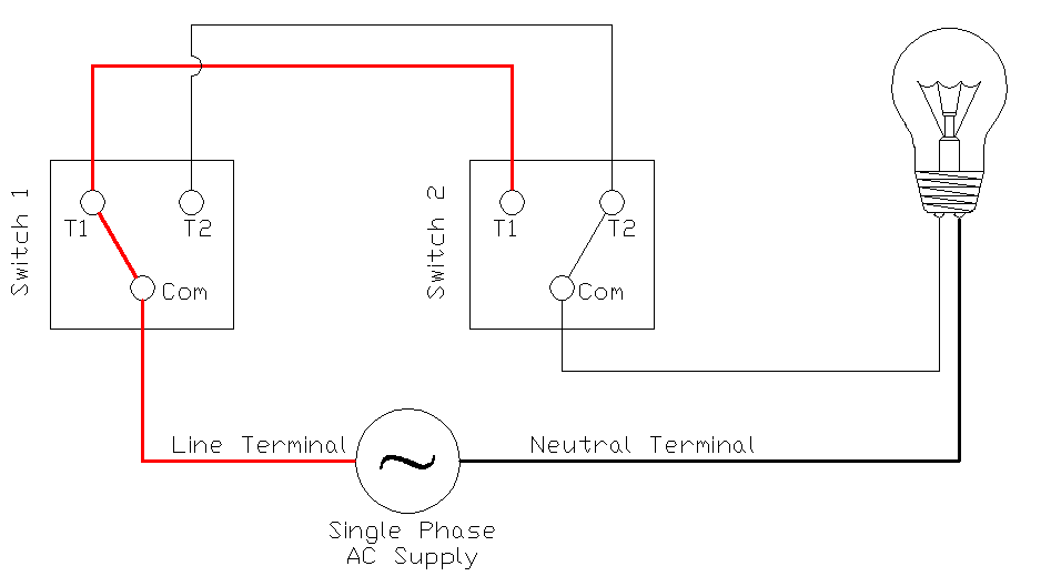 3 Way Switch Circuit Diagram State 3 Light is OFF