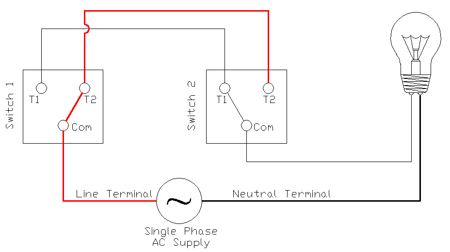 3 Way Switch Circuit Diagram State 4 Light is OFF