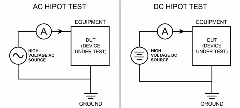 AC vs DC High Pot Test Configuration