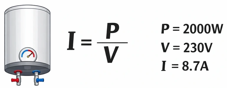 Image showing Full Load Current Calculation Diagram for Geyser