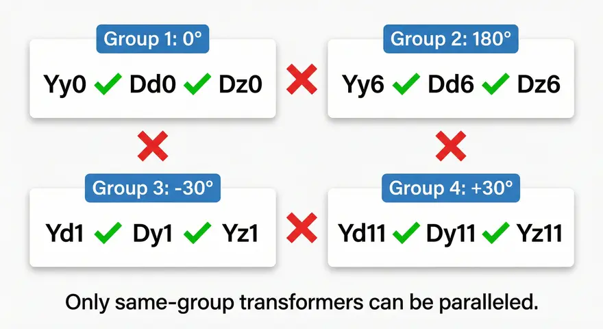 Image showing Compatible Vector Groups for Parallel Operation 