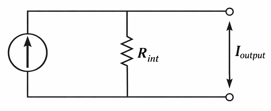 Circuit Diagram showing Practical Current Source with Internal Resistance connected in Parallel to the Current Source