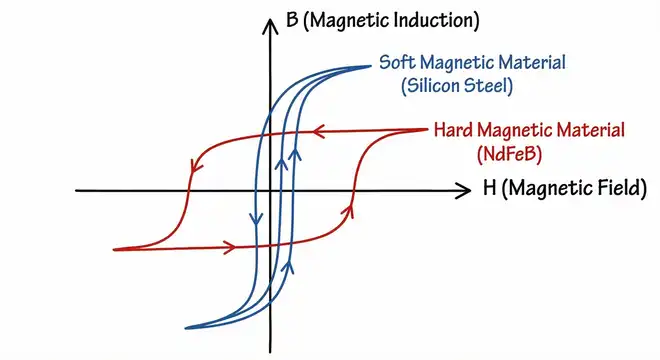Soft vs Hard Magnetic Material Hysteresis Loops