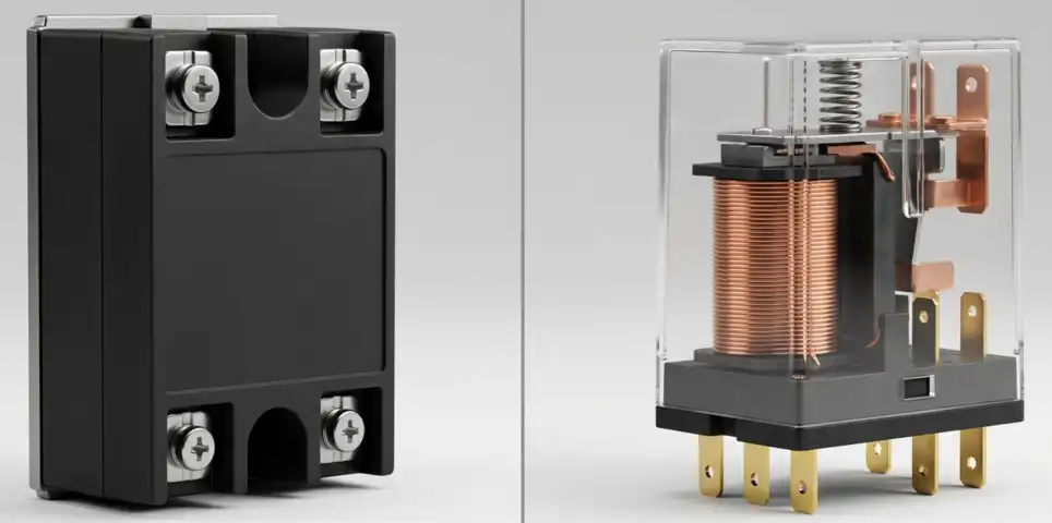 Image Showing Solid State Static Relay and an Electromechanical Relay