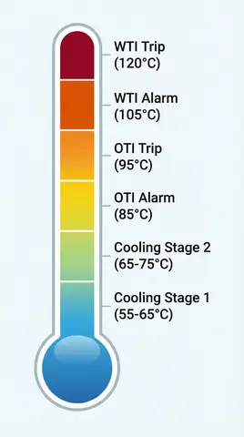 Thermometer Style Temperature vs. Protection Stage Diagram
