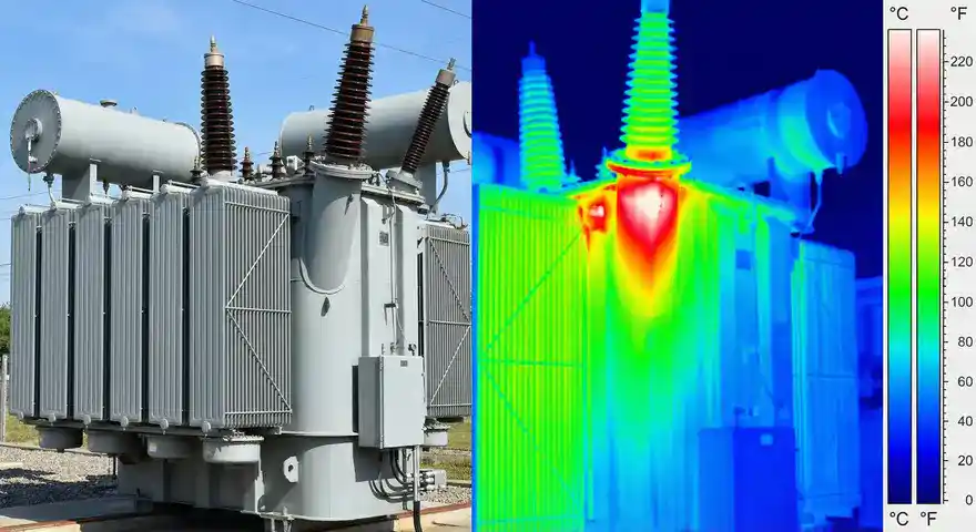 Image showing Infrared Thermography Survey with Hotspot near Transformer Bushing