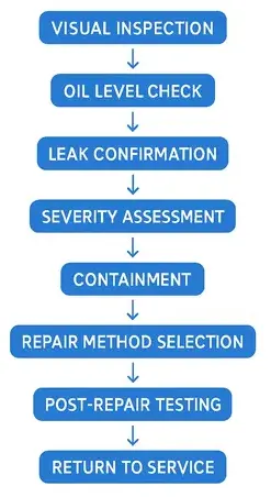 Image showing Step-by-Step Process for Transformer Oil Leak Detection and Repair Flowchart