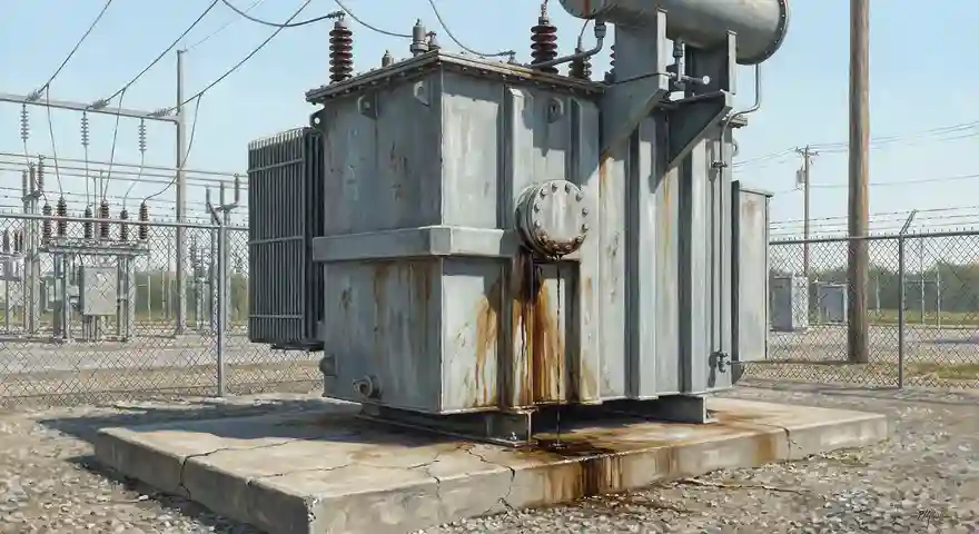 Image showing Transformer Oil Leakage from Flange due to Gasket Degradation