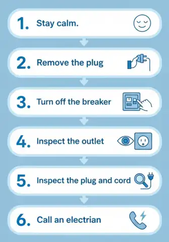Flowchart showing Steps to Take When an Outlet Sparks