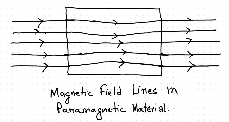 Drawing showing Magnetic field lines in Paramagnetic Materials