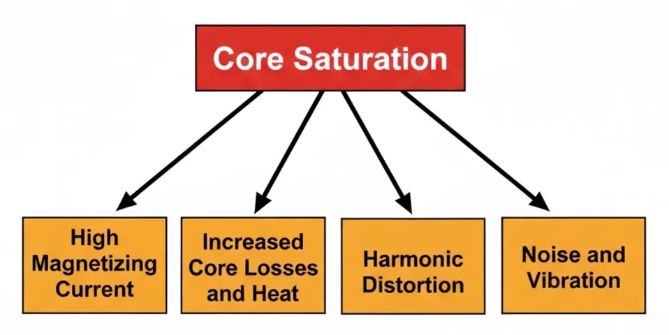 Block Diagram showing the Effects of Transformer Core Saturation