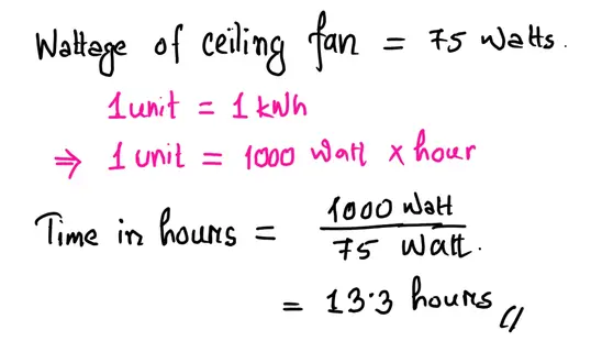 Ceiling fan Wattage Calculation