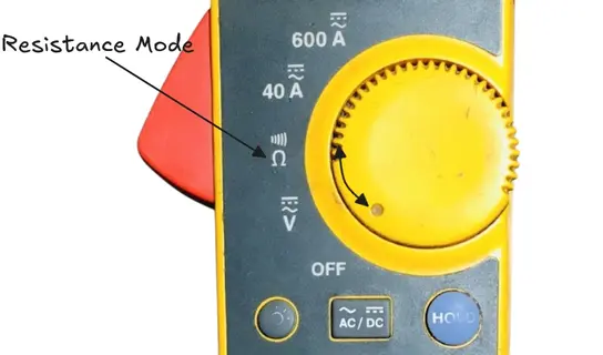 Figure showing multimeter ohmmeter or resistance mode