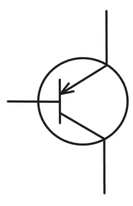 PNP Transistor Schematic Symbol with inward pointing arrow