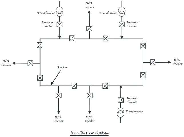 Single Line Diagram showing arrangement of a Ring Busbar System